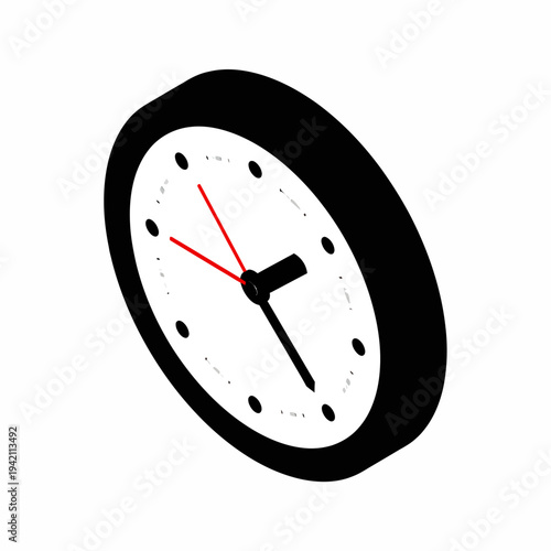 Black and White Clock with Red Second Hand.