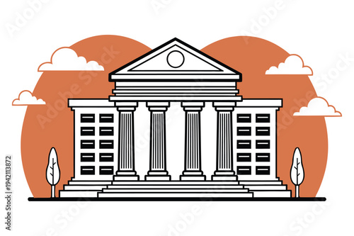 Classical government building facade with columns and arches