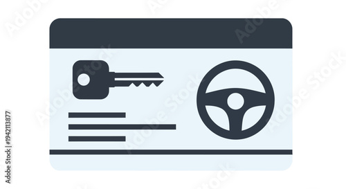 Driving test icon showing a key and steering wheel on a card