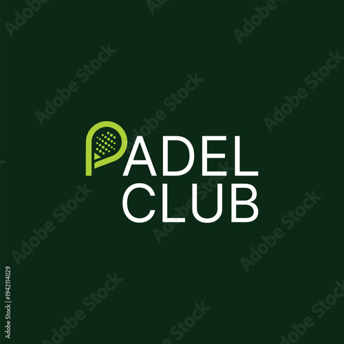 Creative modern paddle club logo template. Padel Tennis ball with racket symbol, sport logo design vector illustration