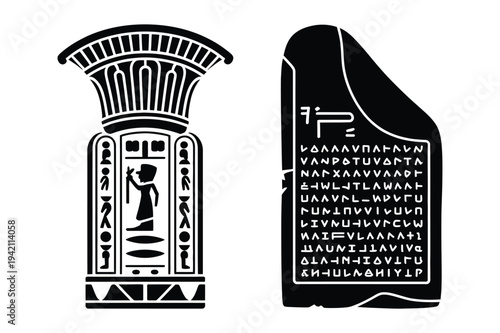 Ancient egyptian column and tablet