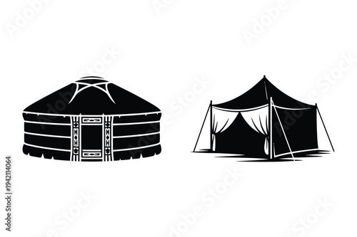 Yurt and tent silhouettes