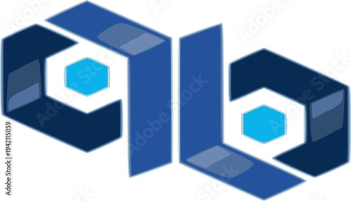 This high-tech emblem is perfectly suited for software engineering, data architecture, blockchain technology, or industrial design firms looking for a solid and innovative visual identity.