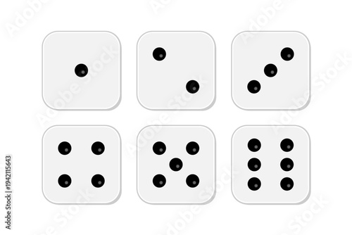 Set of all dice combinations from one to six in top view vector