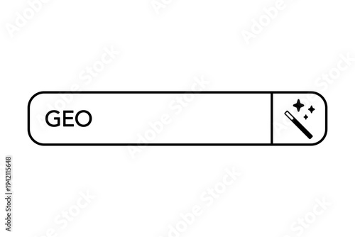 GEO or generative engine optimization concept of a prompt input box with AI to enhance a websites visibility in search or LLMs vector
