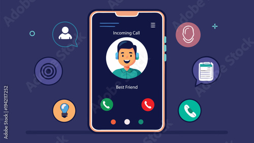 Smartphone Call Interface UI Mockup Set, Modern Mobile Phone Calling Screen Vector Template