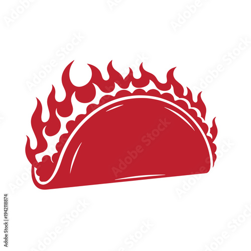 red taco on fire flames around food hot spicy mexican cuisine symbol icon