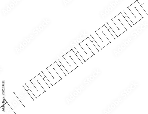 Technical architectural detail drawing showing a diagonal pattern of repeating H-shaped geometric modules with connection points, likely for fencing or structural framework.