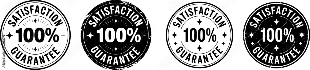 Fototapeta premium 100% Satisfaction Guarantee Badge Set – Professional Quality Assurance Seals for Retail and E-commerce