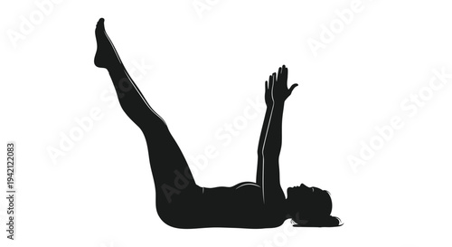 Vector silhouette of woman doing yoga or Pilates exercise