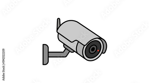 Minimal flat vector outline of a wall mounted CCTV camera, simple security device icon,