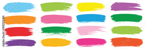 Assorted Colorful Paint Brush Strokes On White Background vector illustration