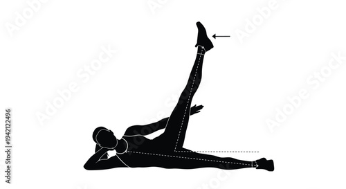 Vector silhouette of a woman exercising with resistance band