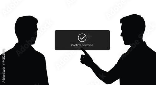 Vector silhouette of two men discussing concept validation