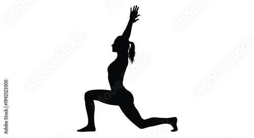 Black silhouette of a woman in yoga pose vector