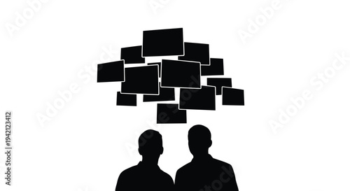 Set of 2 people thinking icons vector, business concept