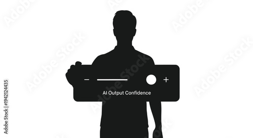 Vector silhouette of man with AI output confidence slider