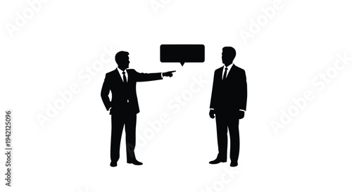 Vector illustration of two businessmen talking with speech bubble