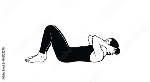 Vector illustration of a woman doing crunches exercise