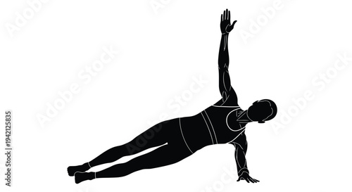 Vector illustration of a woman in a side plank yoga pose