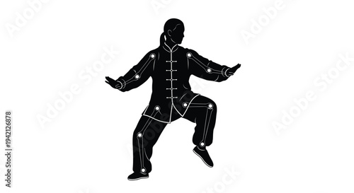 Vector illustration of a man practicing Tai Chi