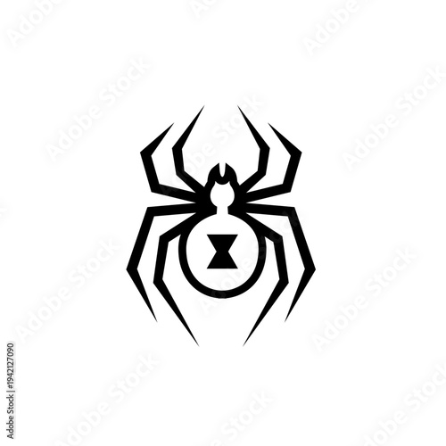 Black Widow Spider Icon Logo with Hourglass Mark Graphic