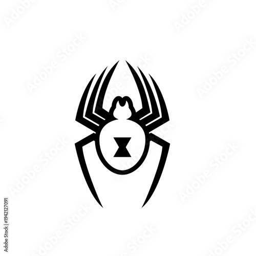 Black Widow Spider Logo Design, Geometric Tribal Tattoo Symbol, Abstract Insect Graphic Icon