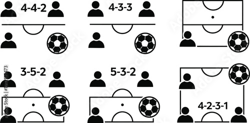 Vector soccer formations and tactics 442 433 352 532 4231