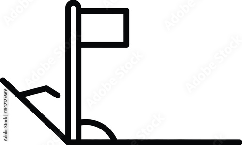Vector graphic illustration of a right angle with flag and incline