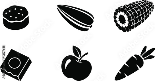 Vector graphics of fresh fruits and vegetables