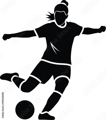 Vector illustration of a soccer player kicking a ball in motion