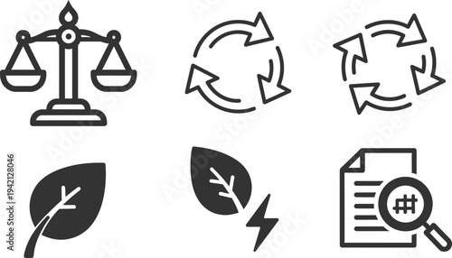 Eco friendly icons for sustainable practices and environmental awareness