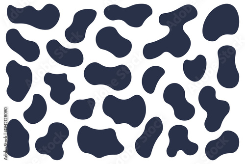 Collection from abstract forms for design and paint. Liquid silhouette drop in modern style. Basic stains isolated elements on white background