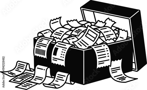 Vector illustration of overflowing paperwork from a filing box