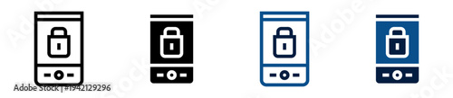 Iconos de móvil seguro. Teléfono con candado. Protección digital y seguridad en dispositivos móviles. Ilustración vectorial