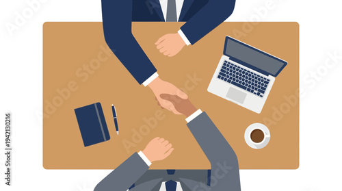 Business Agreement Handshake Between Colleagues in Office Setting