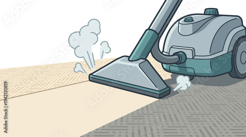 Vacuum Cleaner Cleaning Wooden Floor in Modern Home