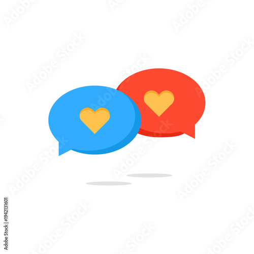 Love chat speech bubbles icon – romantic messaging and online communication concept