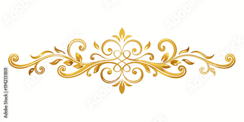 Elegant golden floral divider ornament, vector