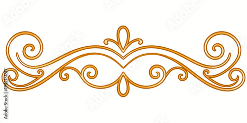 Elegant golden ornamental scroll divider, vector