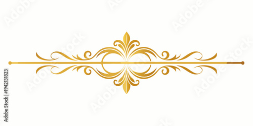 Elegant golden decorative divider ornament, vector