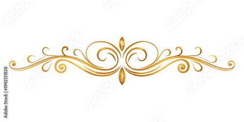 Elegant golden ornamental scroll divider, vector