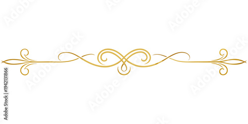 Elegant golden ornamental scroll divider, vector