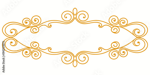 Elegant golden ornate swirl decorative frame, vector