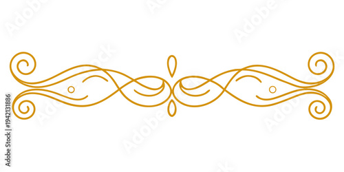 Elegant gold calligraphic flourish divider ornament, vector