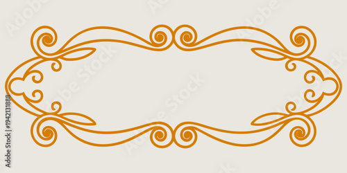 Elegant golden scrollwork frame, vector