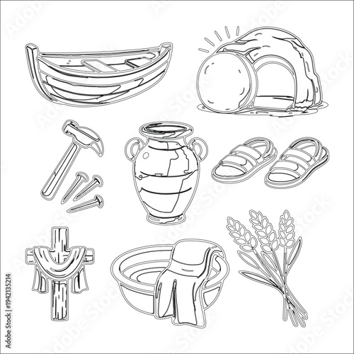 Islamic line art illustration set

Hajj and Umrah items collection

Muslim cultural elements vector

Hand drawn Islamic religious items

Eid and pilgrimage design elements

Traditional Arabic objects 