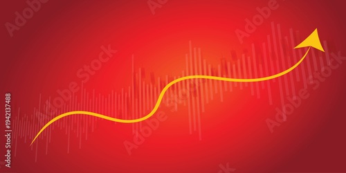 Abstract financial market background with glowing stock charts, candlestick graph, and rising arrow. Concept of investment growth, trading analytics, fintech technology, and global economic success.