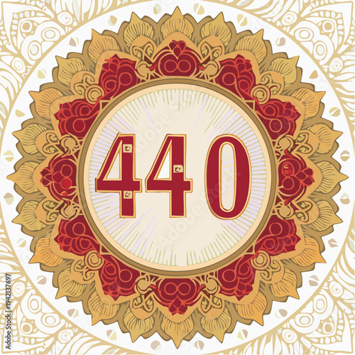 Ornate Mandala with Number 440 Design.