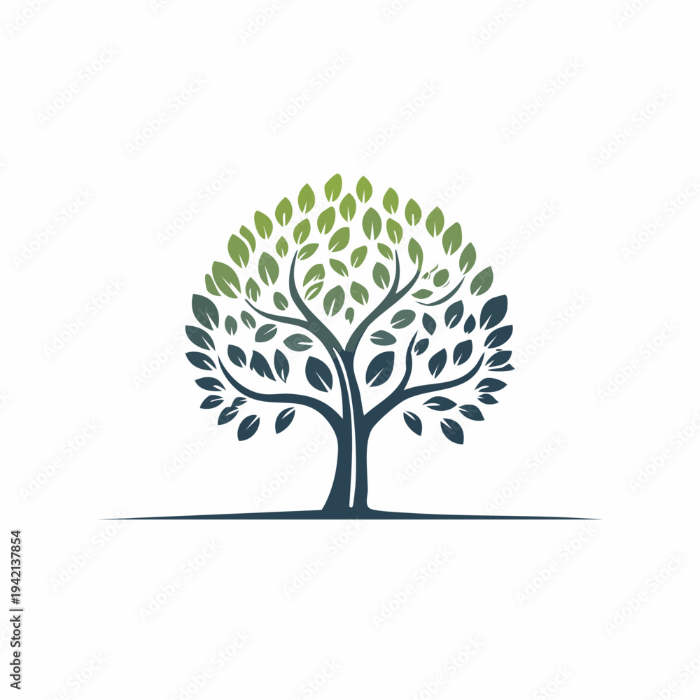 Obraz premium Stylized Tree with Gradient Leaves Illustration.